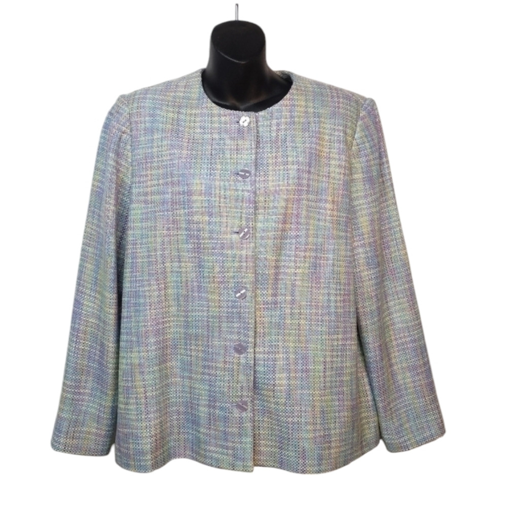 Alfred Dunner Green and Purple Blazer Lightweight Suit Jacket